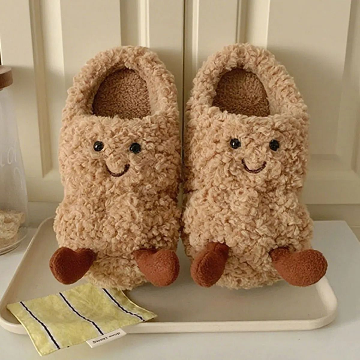 Creative and Fun Peanut Shaped Home Warm Cotton Slippers