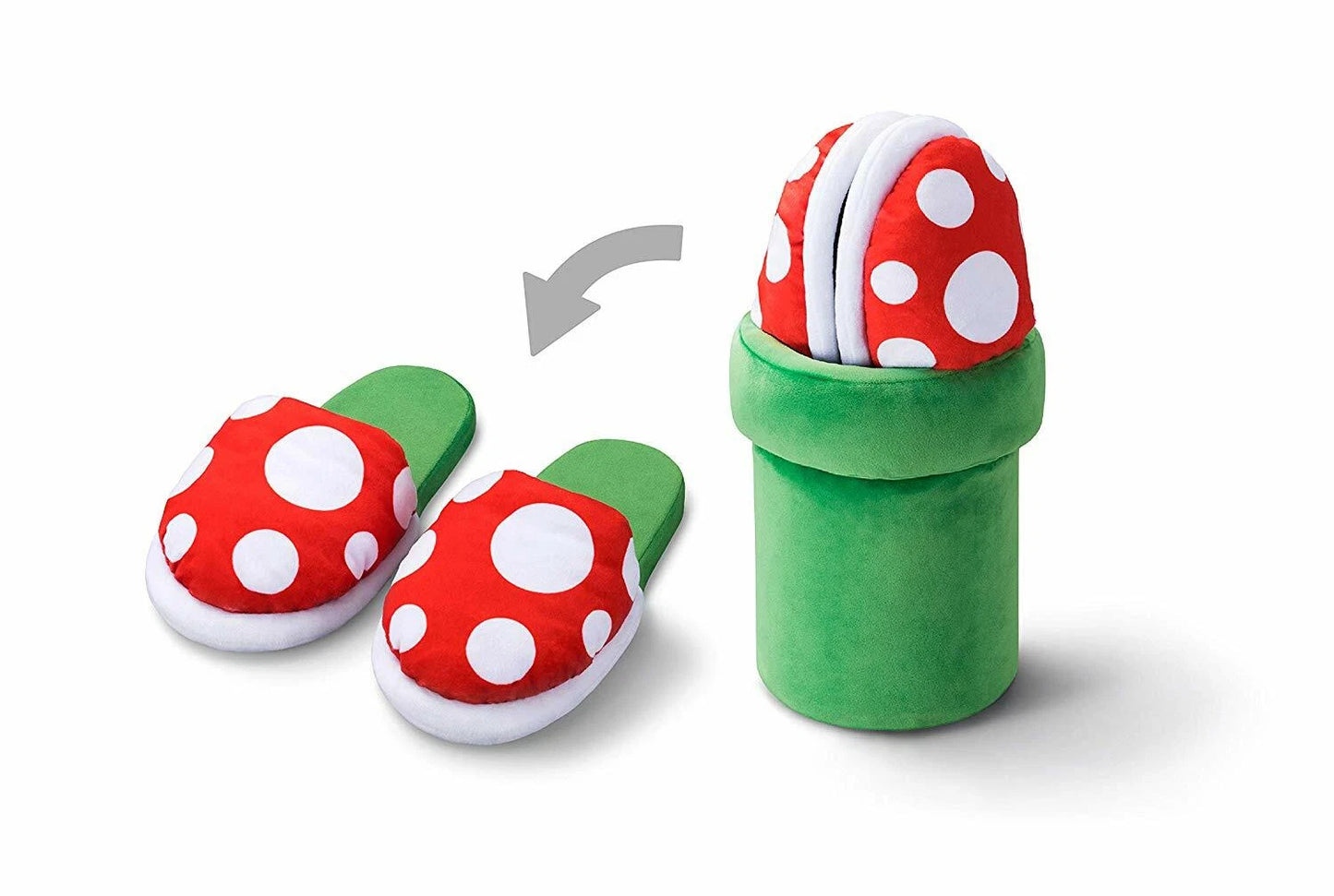 Piranha Plant Plush Slippers with Detachable Pipe - Fun House Shoes & Collectible Toy for Gamers