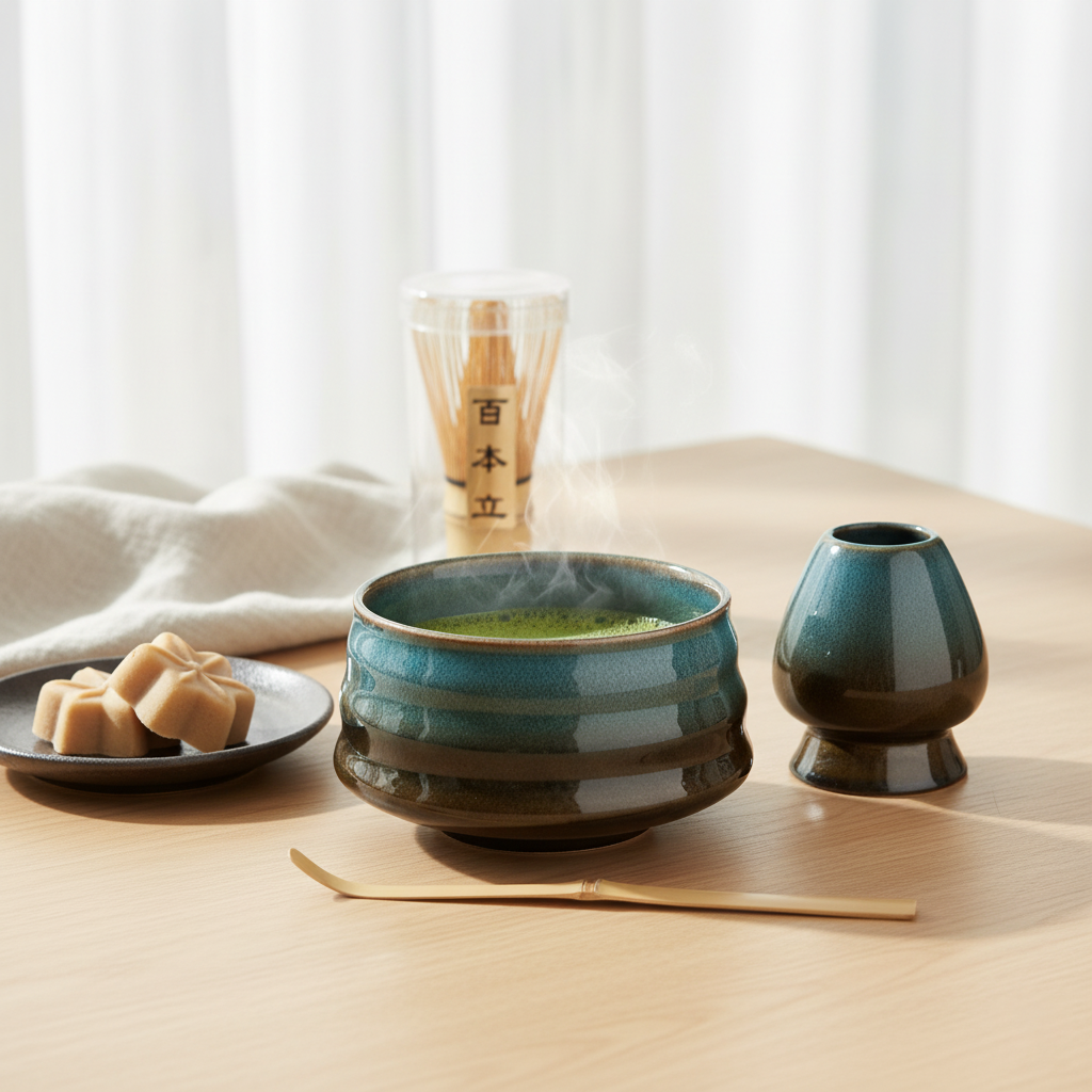 [EU Ship]Ceramic Matcha Tea Set: Bowl, Whisk, Scoop & More