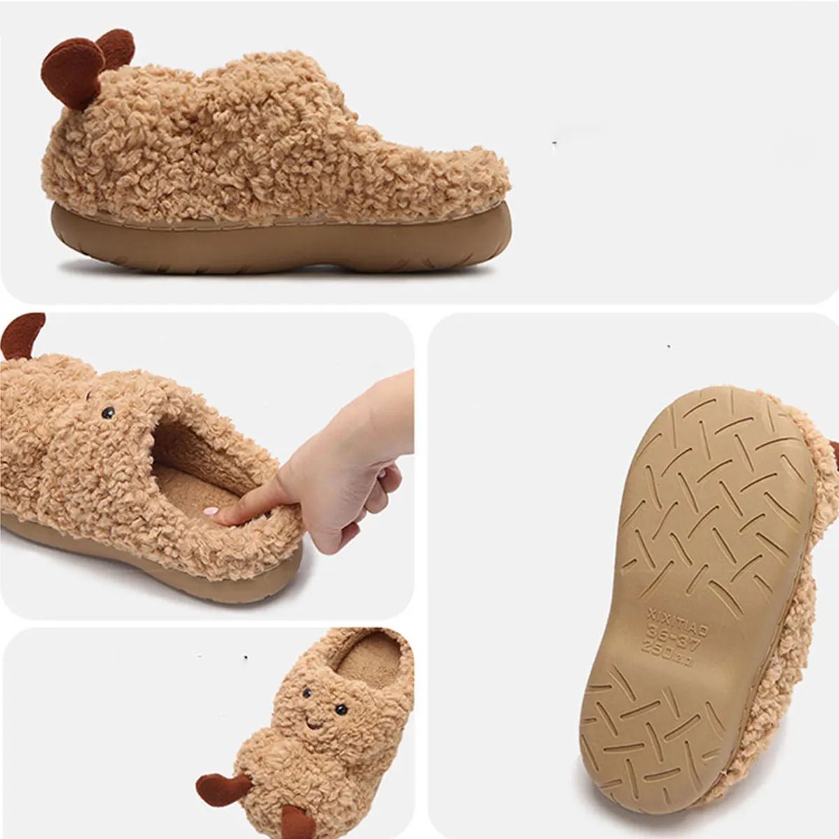 Creative and Fun Peanut Shaped Home Warm Cotton Slippers