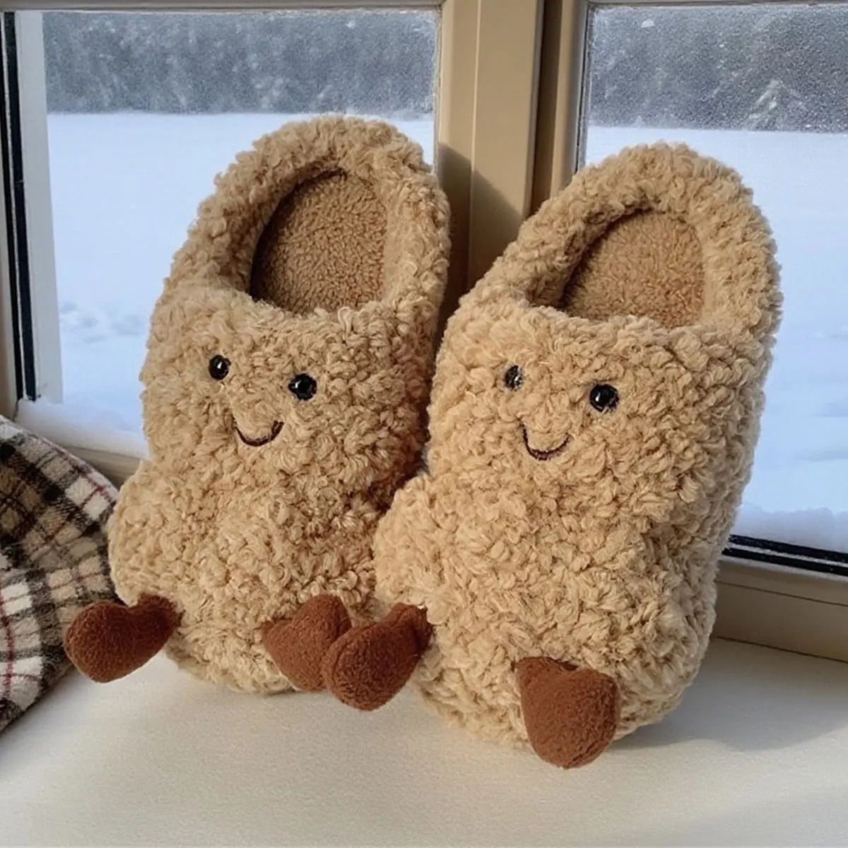 Creative and Fun Peanut Shaped Home Warm Cotton Slippers