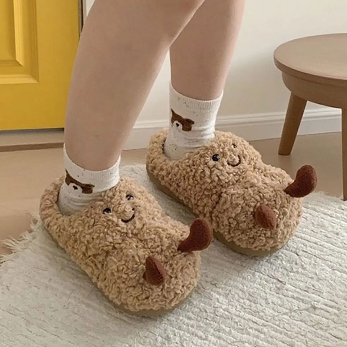 Creative and Fun Peanut Shaped Home Warm Cotton Slippers