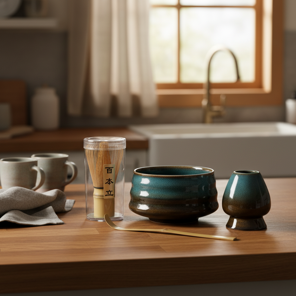 [EU Ship]Ceramic Matcha Tea Set: Bowl, Whisk, Scoop & More